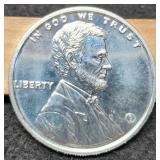1 Troy Oz. Silver Round "Lincoln Cent"