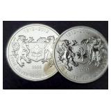 (2) 3/4 Troy Oz. Silver 1812-2012 Canada Dollars