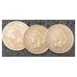 (3) Indian Head Cents: 1901, 03, 04