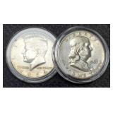 (2) Half Dollars: 1963-D AU, 1964 AU