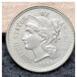 1865 Three Cent VF
