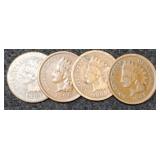 (4) Indian Head Cents: 1883, 06, 07, 08