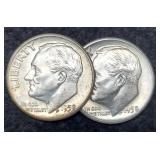 (2) Silver MS65 R. Dimes: 1958, 59