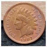 1907 Indian Head Cent w/ Partial Liberty