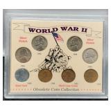 Display w/ 8 Coins "World War 2" w/