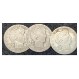 (3) Barber Quarters: 1893, 04-O, 07