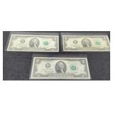 (3) 1976 $2 FR Notes XF