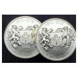 (2) 3/4 Troy Oz. Silver 1812-2012 Canada Dollars