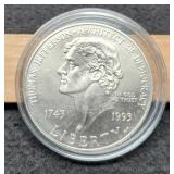 1993-1743 T. Jefferson Comm. Silver Dollar Unc.