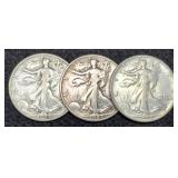 (3) W. Liberty Half Dollars: 1942, 44-P&S