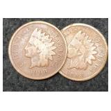 (2) 1908 Indian Head Cents