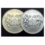 (2) 3/4 Troy Oz. Silver 1812-2012 Canada Dollars