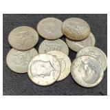 (10) 40% Silver K. Half Dollars