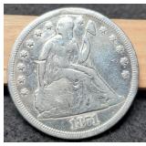 1871 Liberty Seated Dollar VF20