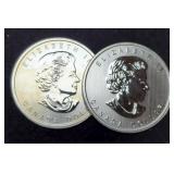 (2) 3/4 Troy Oz. Silver 1812-2012 Canada Dollars
