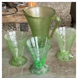 Green Depression Pitcher & Tumblers