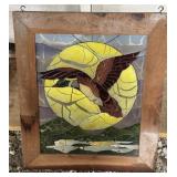 Framed Painted Glass Duck
