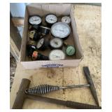 Pressure Gauges, Brass & Welding Hammers