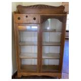 Oak Glass Door Bookcase China Cabinet