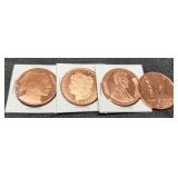 (4) Different 1 Oz. Copper Rounds