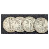 (4) W. Liberty Half Dollars: 1936, 42, 44, 45-S