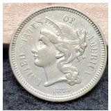 1873 Three Cent XF40 Nice