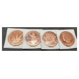 (4) Different 1 Oz. Copper Rounds
