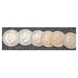 (6) Indian Head Cents inc/ 1890, 93 & 98