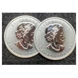 (2) 3/4 Troy Oz. Silver 1812-2012 Canada Dollars
