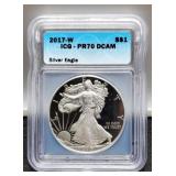 2017-W Slab Proof Silver Eagle ICG PR70 DCAM