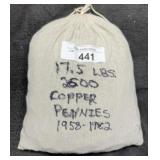 Bag of 2,600 Copper L. Cents 1959-1982