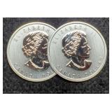 (2) 3/4 Troy Oz. Silver 1812-2012 Canada Dollars