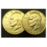 (2) 1972 Gold Plated Ike Dollars