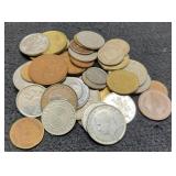 Lot w/ 40 World Coins, Nice Mix Of Dates & Nations