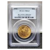 1932 Slab $10 Gold Indian PCGS MS63