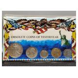 5 Coin Display "Obsolete Coin Of Yesteryear" inc/
