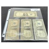 (4) $1 Silver Certificate Notes: