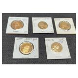 (5) Proof Sacagawea Dollars: