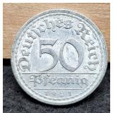 1921 German 50 Pfennig