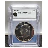 1973-S Slab Ike Dollar ICG PR67 CAM Clad
