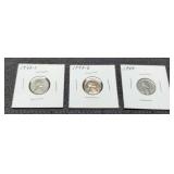 (3) BU 1943 Steel War Cents P,D,S