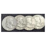 (4) F. Half Dollars: 1953-D, 61-D, 62-D, 63-D