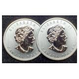 (2) 3/4 Troy Oz. Silver 1812-2012 Canada Dollars