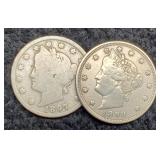 (2) V Nickels: 1897, 1899