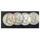 (4) F. Half Dollars: 1952, 54-D, 2-63-D