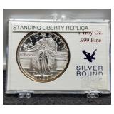 1 Troy Oz. Silver Standing Liberty Replica Round