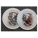 (2) 3/4 Troy Oz. Silver 1812-2012 Canada Dollars