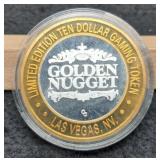 $10 Silver Las Vegas Gaming Token "Golden Nugget"