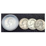 (4) W. Quarters: 1937-S, 40 XF, 43 XF, 49
