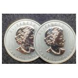 (2) 3/4 Troy Oz. Silver 1812-2012 Canada Dollars